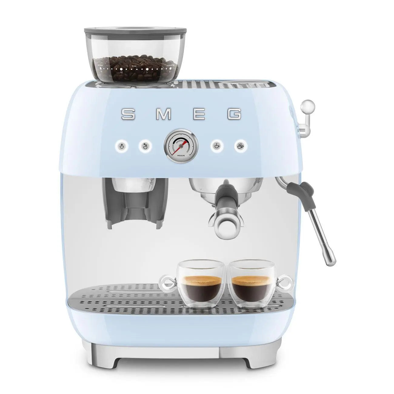 Espressomaschine mit Mahlwerk EGF03PBEU Pastellblau - Smeg Point  - Online Handel