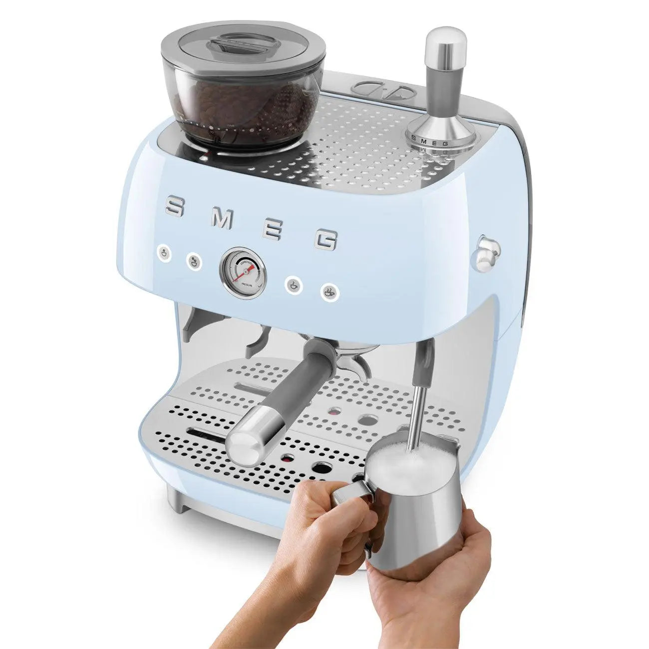 Espressomaschine mit Mahlwerk EGF03PBEU Pastellblau - Smeg Point  - Online Handel