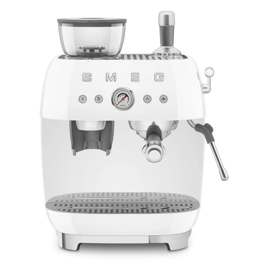 Espressomaschine mit Mahlwerk EGF03WHEU Weiß - Smeg Point  - Online Handel