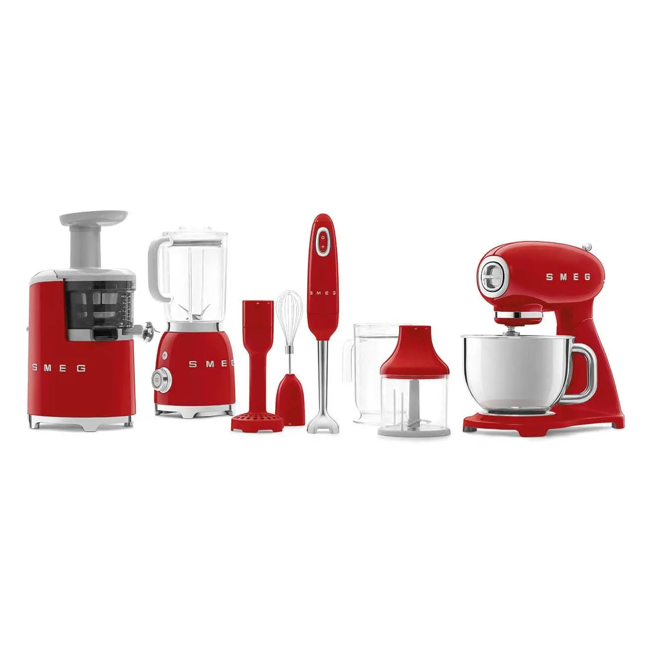 HBF22RDEU Stabmixer Set mit Zubehör Rot - Smeg Point  - Online Handel