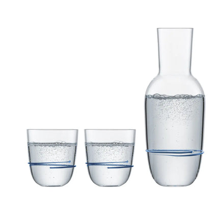 Zwiesel Glas Handmade Aura (Sets) 121694 Carafe + 2 Tumblers blue